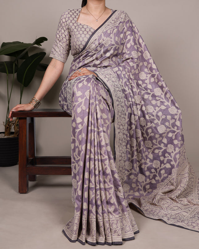 WMN 8004 Cotton Silk Flower Printed Saree For Women