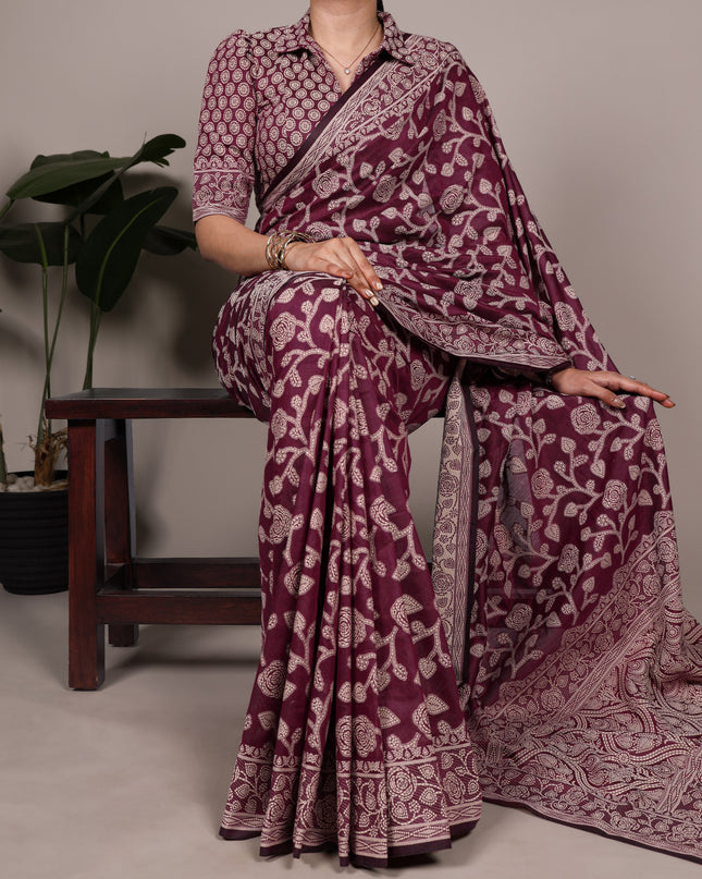 WMN 8004 Cotton Silk Flower Printed Saree 2026