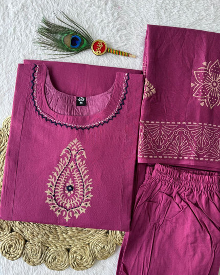 KR 396 Cotton Hand Block Printed Readymade Dress