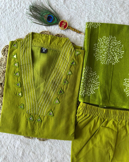 KR 395 Parrot Cotton Designer Readymade Dress