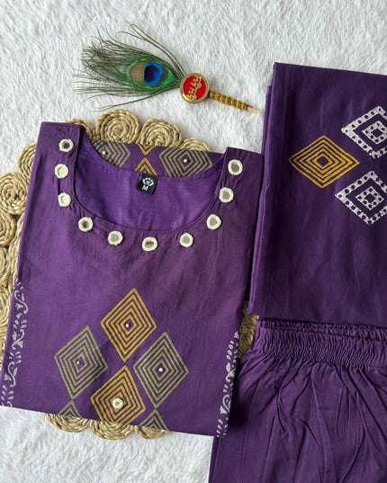 KR 393 Purple Cotton Designer Readymade Dress For Women