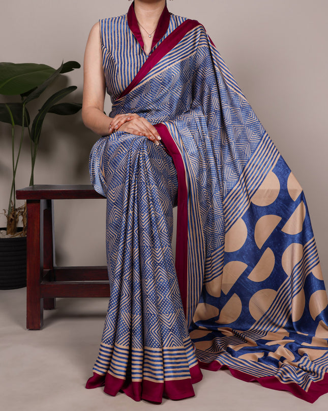 WMN 7207 Dull Satin Printed Saree For Women Collection