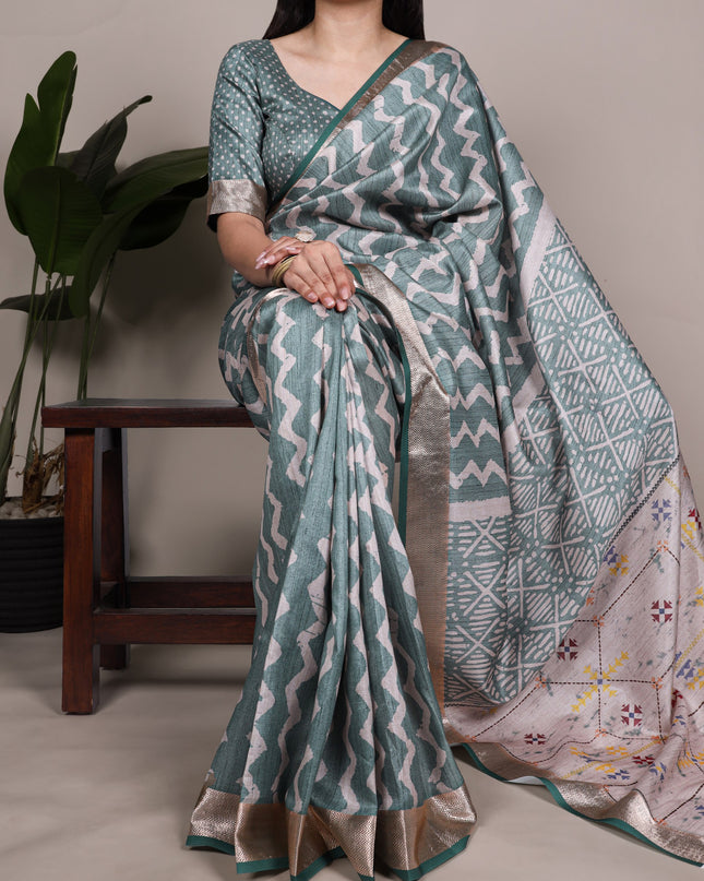 WMN 7044 Tasar Silk Printed Daily Wear Saree