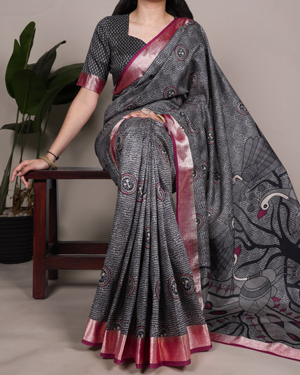 WMN 7044 Tasar Silk Printed Saree Daily Wear Collection