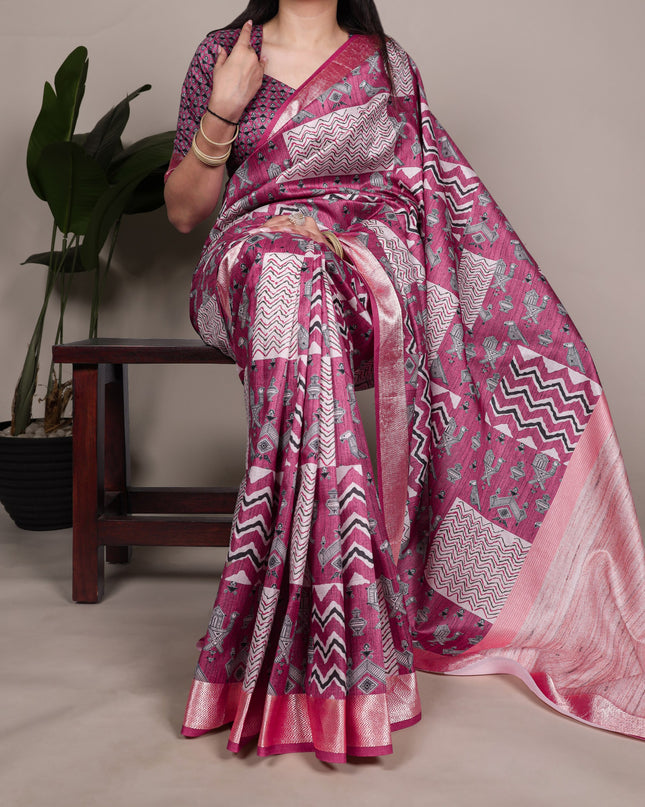WMN 7044 Tasar Silk Printed Festival Saree 2026
