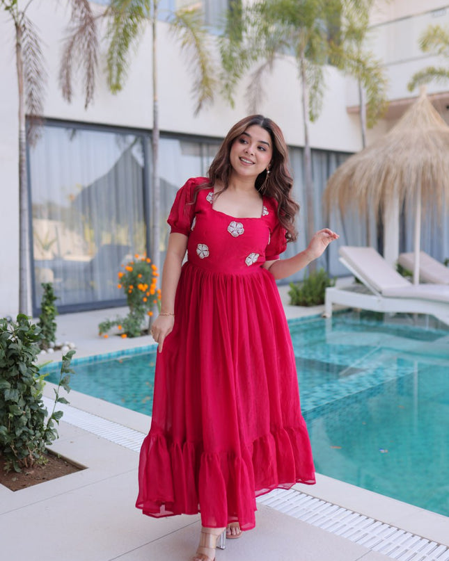 Moni 1224 Pink Fendi Silk Frock Kurti Collection 2026