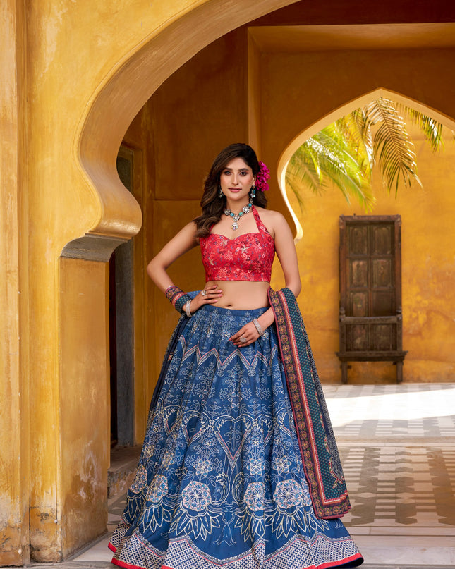 WMN 1010 Blue Vaishali Silk Printed Lehenga Choli