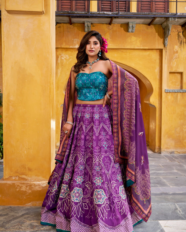 WMN 1010 Purple Vaishali Silk Printed Lehenga Choli For Women