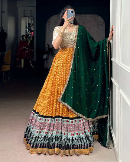WMN 1416 Yellow Rayon Printed Lehenga Choli 2026