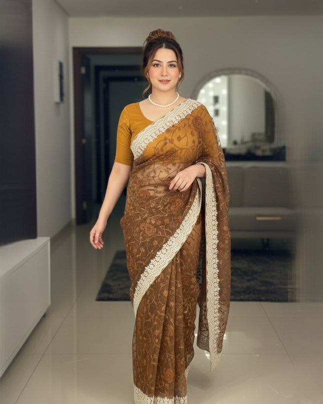 Kiara Ridhhi Sidhhi Two Tone Twill Net Party Wear Saree