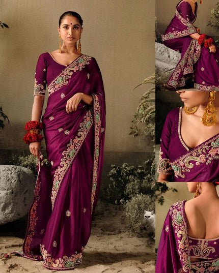 Kiara Sky Force Rangoli Silk Embroidery Party Wear Saree