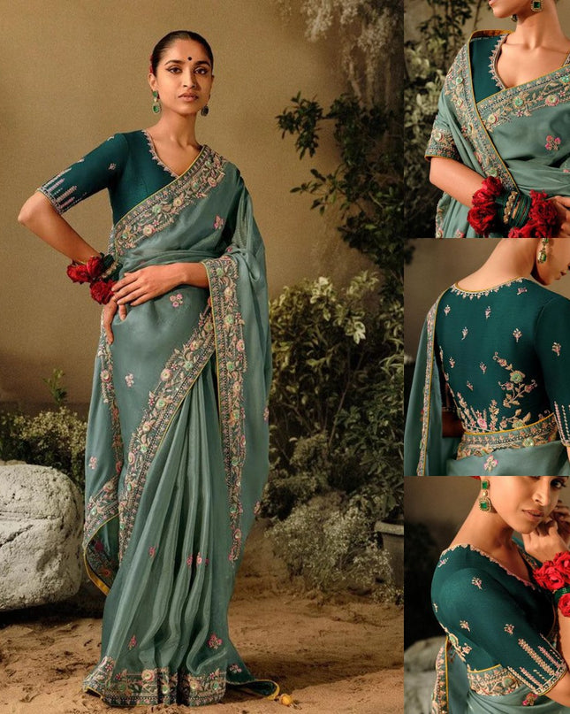 Kiara Sky Force Rangoli Silk Embroidery Party Wear Saree Collection