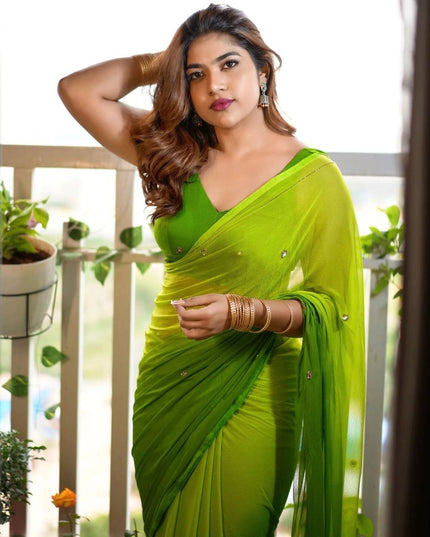 WMS Georgette Handwork Party Wear Padding Saree For Women