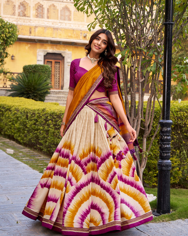 WMN 1247 Tasar Silk Designer Printed Lehenga Choli