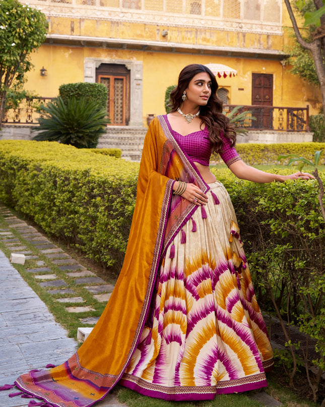 WMN 1247 Tasar Silk Designer Printed Lehenga Choli