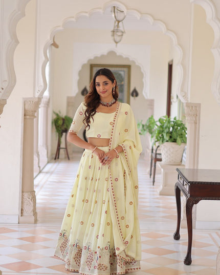 Mohini 7155 Cream Vichitra Silk Lehenga Choli For Women
