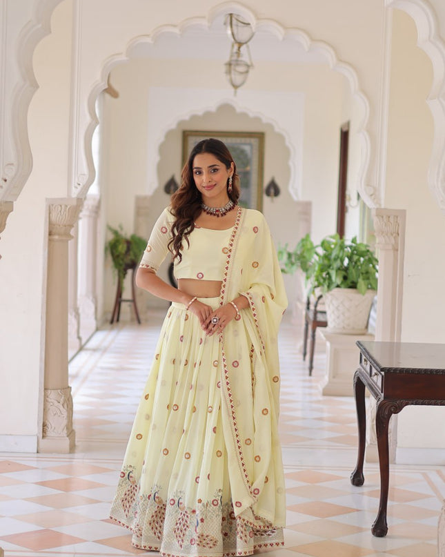 Mohini 7155 Cream Vichitra Silk Lehenga Choli For Women