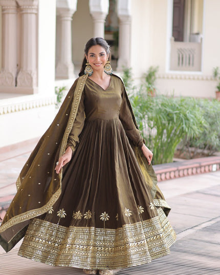 Moni 1218 Vichitra Silk Festive Gown With Dupatta Collection 2026