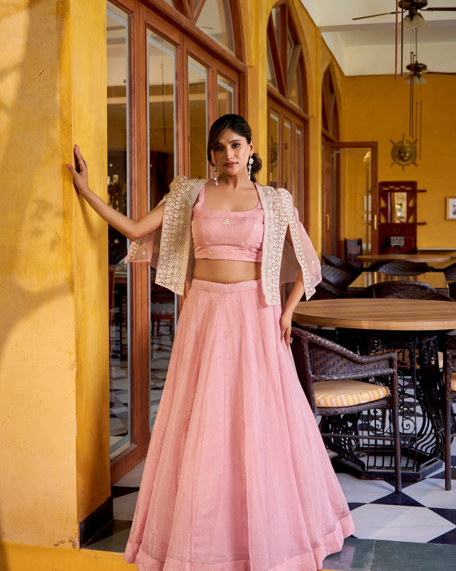 WMN 1119 Baby Pink Crush Fancy Lehenga Blouse With Koti Collection