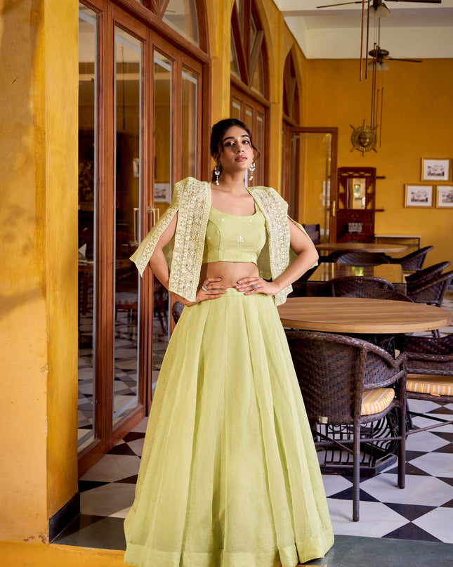 WMN 1119 Crush Fancy Lehenga Blouse With Designer Koti