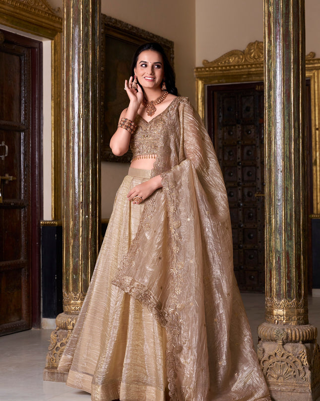 WMN 1430 Gold Crush Wedding Lehenga Choli