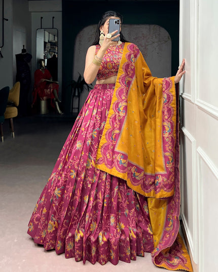WMN 1256 Tasar Silk Printed Lehenga Choli