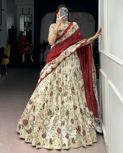 WMN 1256 Tasar Silk Printed Lehenga Choli Collection