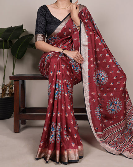 WMN 7022 Tasar Silk Printed Saree Collection