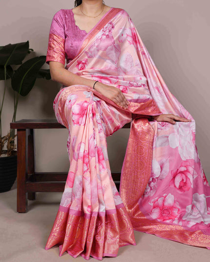 WMN 7058 Tasar Silk Baby Pink Color Saree