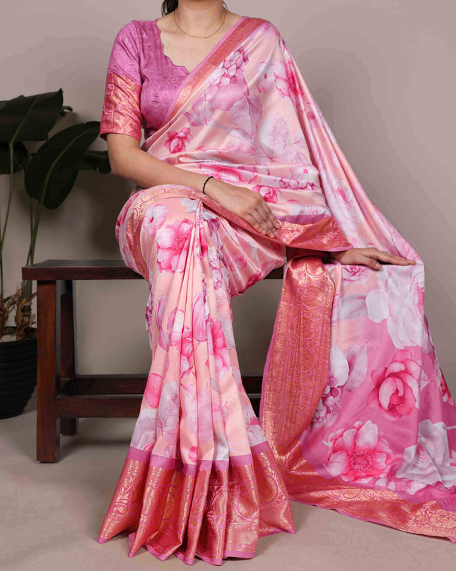 WMN 7058 Tasar Silk Baby Pink Color Saree