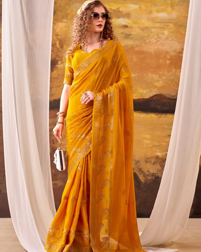 WMN 7913 Crepe Weaving Yellow Party Wera Saree