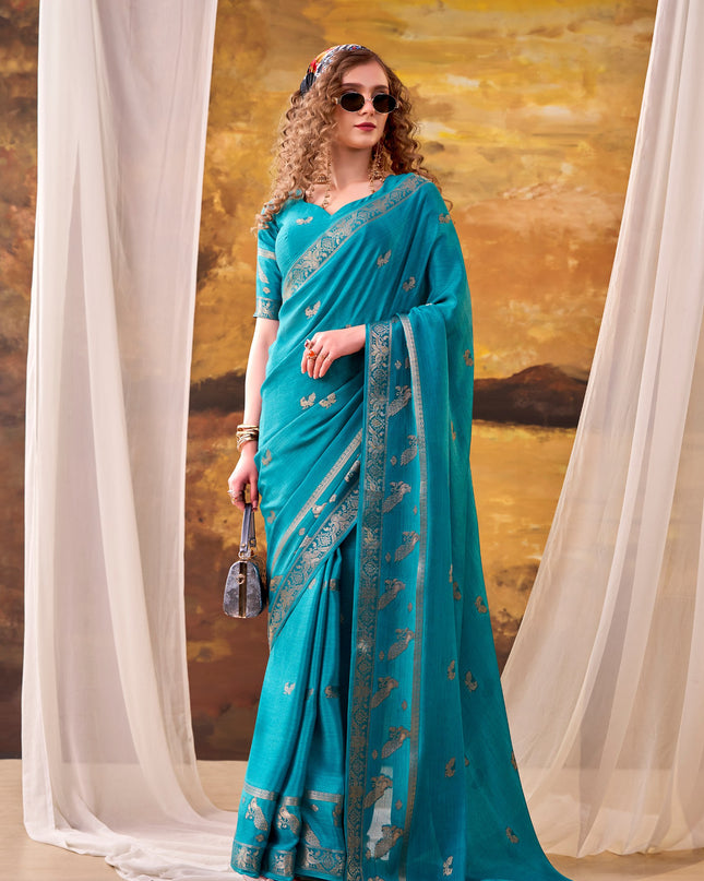 WMN 7913 Crepe Weaving SKY Blue Party Wera Saree