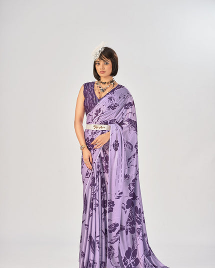WMN 7016  Satin Silk Printed Party Wear Saree