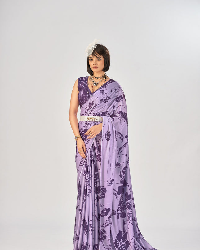WMN 7016  Satin Silk Printed Party Wear Saree