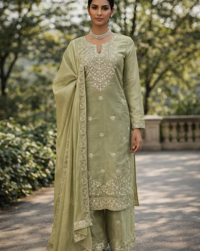 Deepika 5981 Jmc Silk Micro Cotton Olive Readymade Dress