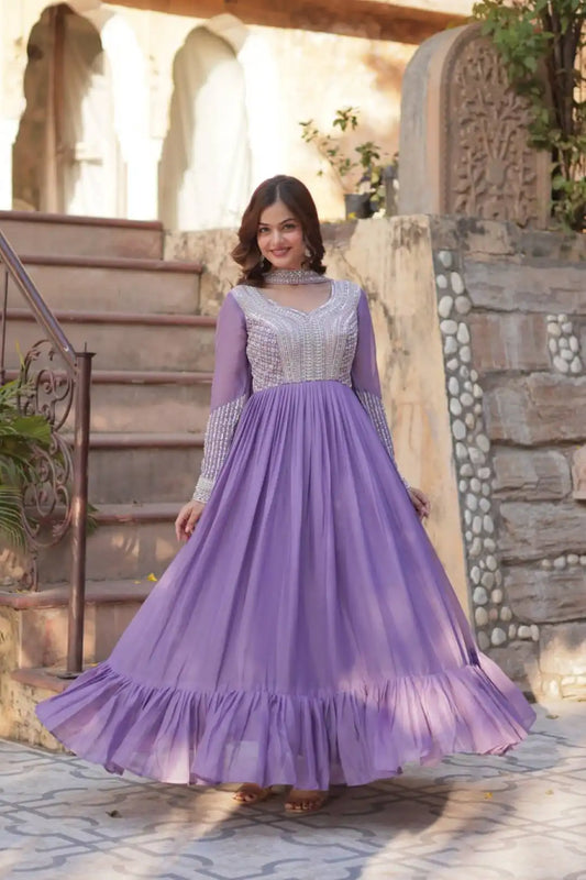 Moni1151 Ladies Designer and Star Georgette Gown With dupatta 2025