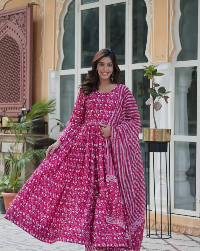 Moni 1154 Pink Color Readymade Gown With Dupatta