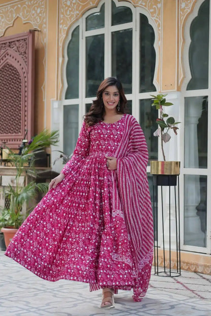 Moni 1154 Pink Color Readymade Gown With Dupatta