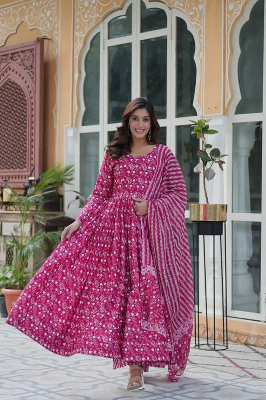 Moni 1154 Pink Color Readymade Gown With Dupatta