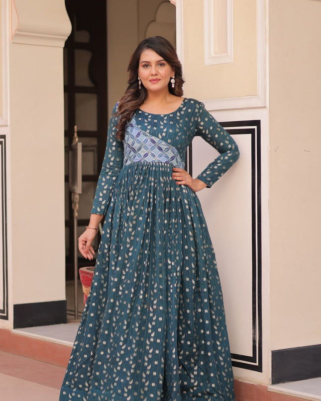 Mohini 9242 Designer Fancy Long Gown Position Print Weaving Work Design 2025
