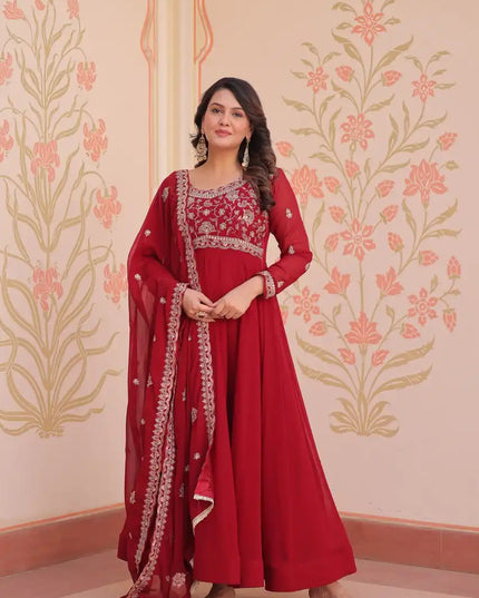 Moni 1192 Faux Blooming Gown Dupatta With Embroidery Work