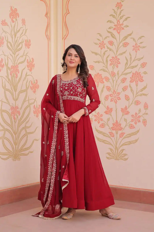 Moni 1192 Faux Blooming Gown Dupatta With Embroidery Work