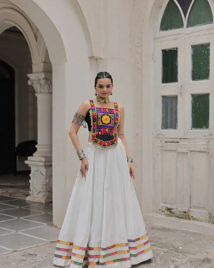 Mohini 7146 Ladies White Color Roman Skirt Top Navratri Collection