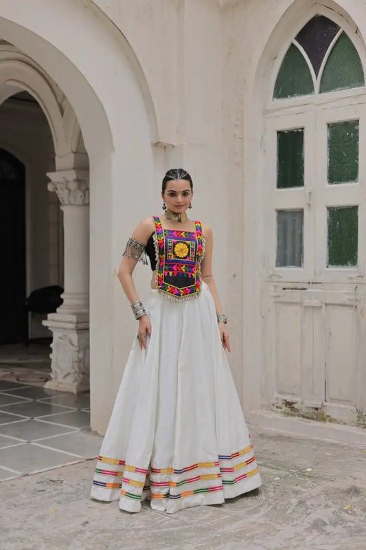 Mohini 7146 Ladies White Color Roman Skirt Top Navratri Collection