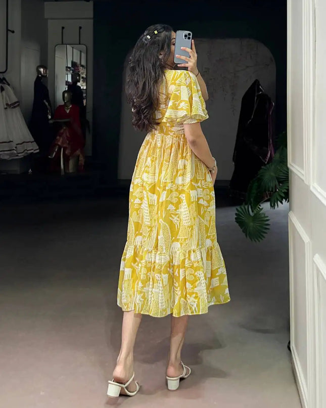 WMN 4503 Georgette Printed Western Frock Kurti Collections