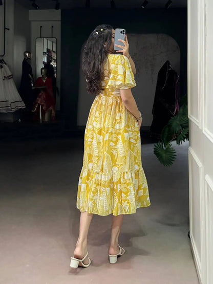 WMN 4503 Georgette Printed Western Frock Kurti Collections