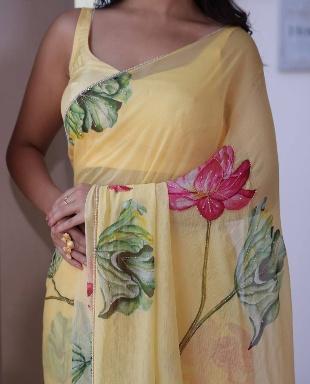 WMS Soft Taby Organza Silk Saree With Digital Print Hand Made Collection