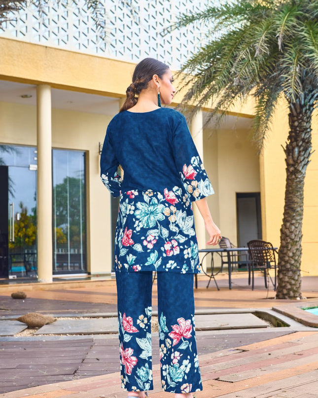 Lila 128 Blue Cotton Printed Co Ord Set Collection