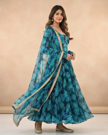 Shiv Vol 100 Georgette Gown With Dupatta