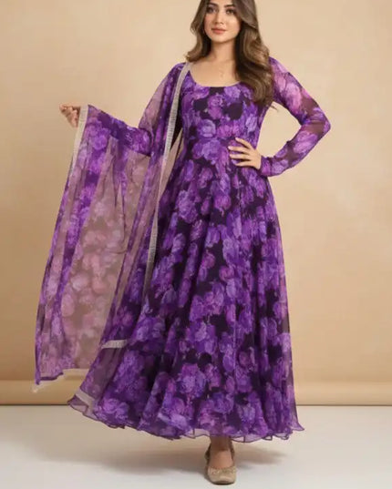 Shiv Vol 101 Georgette Purple Printed Gown Collection